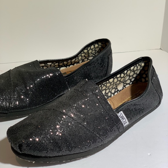 TOMS Black Glitter Classic - Picture 1 of 8